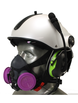 Tiger 5500 Helmet Mounted Headset Adjustable Half Respirator Filter Mask with Headband & Communications