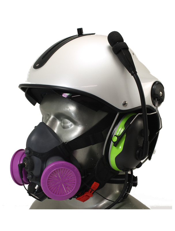 Tiger 5500 Helmet Mounted Headset Adjustable Half Respirator Filter Mask with Headband & Communications